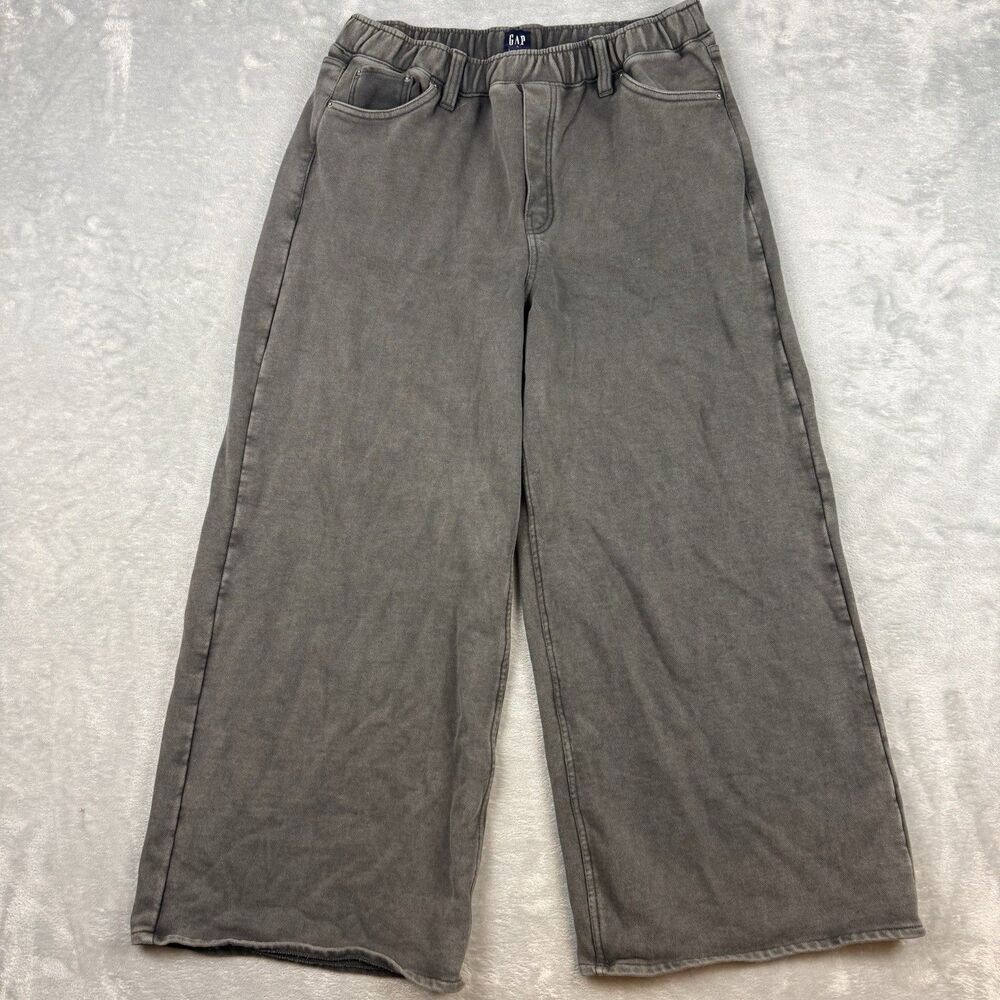 GAP Wide Leg Sweatpants Women’s Medium Petite Gray Washed Pull On Y2K